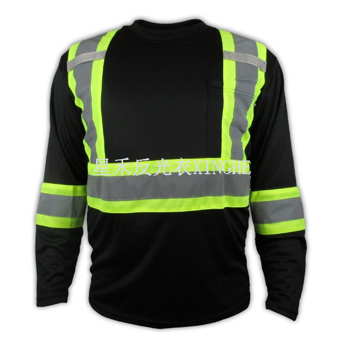 Черна предпазна риза с висока видимост