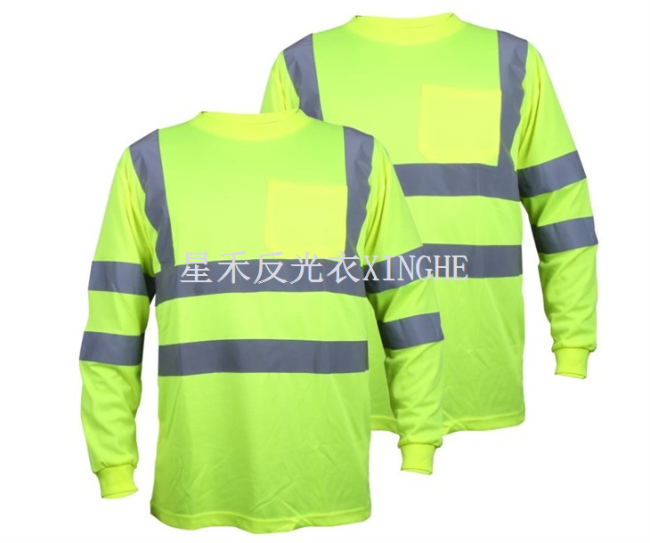 Зелена светлоотразителна тениска с дълъг ръкав Hi Vis