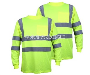 Зелена светлоотразителна тениска с дълъг ръкав Hi Vis
