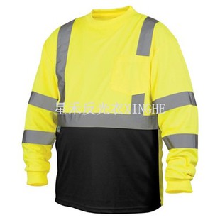 Тениска с дълъг ръкав с черна долна част Hi-Viz