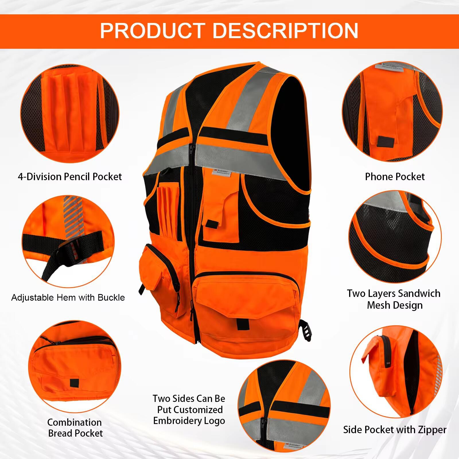 custom safety vest with pocket